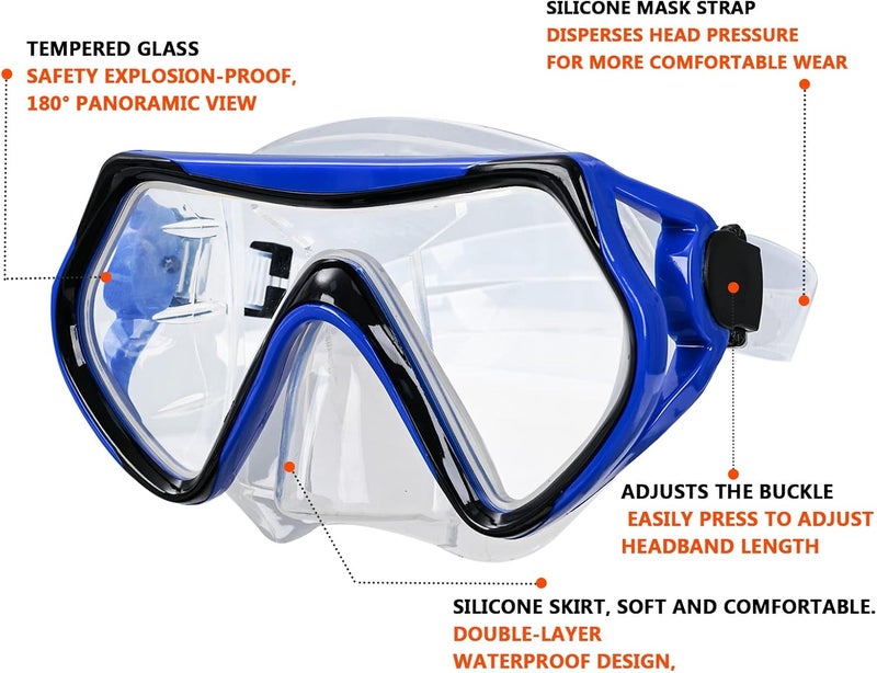 DIPUKI Snorkeling Gear for Adults, Dry Snorkel Mask Set, Scuba Diving Snorkle mask Set Adult, Panoramic Wide View Anti-Fog Dive mask, Swimming Diving Snorkeling Packages - Image 4